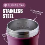 BlenderBottle Stra Shaker Cup Insulated Stainless Steel Water Bottle with Wire Whisk, 24-Ounce, Plum