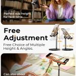 LISEN Cell Phone Stand just for iPhone Phone Holder for Desk Recording, Gifts Women Office Desk Accessories PC Gaming Essentials Kitchen Ggets Fit OtterBox Case Switch iP Air Tablet 4-10 in