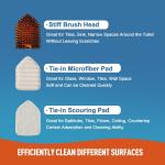 Tile Tub Scrubber Brush with 3 Different Function Cleaning Hes and 56" Extendable Long Handle-No Scratch Shower Scrubber for Cleaning Bathroom Kitchen Toilet Wall,Bathtub,Sink,Grey