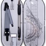 Math Geometry Kit Set 8 Pieces Student Supplies with Shatterproof Storage Box & Reusable Pouch,Includes Rulers,Protractor,Compass,Pencil,Eraser.for Students and Engineering Drawings