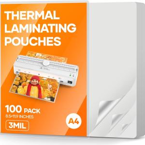 Laminating Sheets 100 Pack, 3 Mil Clear A4 Thermal Laminate Pouches, 8.7 x 11.9-inch Lamination Sheet, Laminator Plastic Paper Hold 8.5 x 11 inch, Suitable for Paper/Photo/Card/Notecard