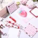 Sabary 18 Pcs Stationery Set, 12 Aesthetic Pens & 6 Sticky Notes, Christmas Gifts for Baby Shower Party, Cute Office School Supplies, Gifts for Women Students Nurses Teachers(Strawberry)