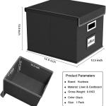 Huolewa File Organizer Box with Lid, Collapsible File Folder Organizer for Office Document Storage, Filing Box with Plastic Slide for Letter Size Hanging File Folders(1 Pack, Black)