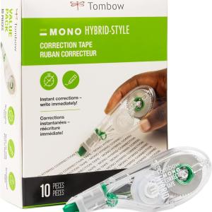 Tombow 68721 MONO Hybrid Correction Tape, 10-Pack. Easy To Use Applicator for Instant Corrections
