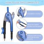 YOOUSOO Compass and Protractor Set, Student Geometry Math Set, Drawing Compass and 6 Inch Clear Swing Arm Protractors 180 Degree Math Protractor, Back to School Supplies