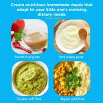 EVLA'S Baby Food Maker, Steamer, Blender, Baby Food Processor for Healthy Homeme Baby Food in Minutes, Touch Screen with 6 Reusable Food Pouches, Baby Registry Essential, White