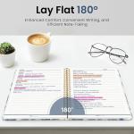 Lined Spiral Journal Notebook for Women, A5 College Ruled Journals for Writing, Hardcover Notebooks for Work, Note taking and Office School Supplies,140 Pages - Blue Leaves