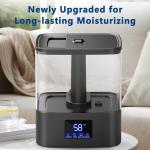 KZF Top Fill Humidifiers for Bedroom & 60H Runtime - Cool Mist Humidifier, 3 Mist Levels, 8H Timer, Essential Oil Tray, Humidity Display, Quiet for Bedroom, Baby, Plants, Large Room (Black, 4L)