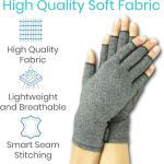 Vive Arthritis Gloves - Men, Women Rheumatoid Compression Hand Glove for Osteoarthritis- Arthritic Joint Pain Relief - Carpal Tunnel Wrist Support - Open Finger, Fingerless Thumb for Computer Typing