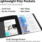 Dunwell Presentation Binder 48-Pocket, Displays 96 Pages, 8.5x11 Portfolio Binder with Plastic Sleeves, Storage and Organizer for Documents, Photos, Kids Artwork, Projects, Recipes (Black)