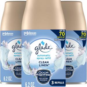 Gle Automatic Spray Air Freshener Refill, Scented Air Freshener for Home and Bathroom, Clean Linen, 6.2 Oz, 3 Count