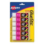Avery 98095 Permanent Glue Stics, White Application.26 oz, Stick, 6/Pack