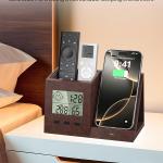Multifunctional Pen Holder and Organizer for Desk with Wireless Charger, Digital Indoor Thermometer and Humidity Gauge, Home Office Organizers and Storage (Battery Included)