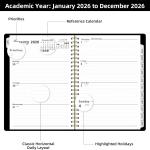 2026 Planner Weekly and Monthly Planner Calendar,Jan 2026-Dec 2026.Wirebound,Laminated Tabs,Storage Pocket,for Teachers,Students,Women & Men,A5 size,Black