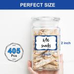 CATIFLIN 405 Pcs Name Tag Stickers 3x2 in, Blank Waterproof Self-hesive Labels, Easy Peel Write-On Tear-Resistant, for Clothing Classroom School Office Parties, White/Blue Border