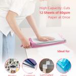 Firbon 12" Guillotine Paper Cutter with Hidden Ruler, Compact Heavy Duty 12-Sheet Capacity Trimmer for Cardstock, Photos, Scrapbooking, Office, Classroom, Studio (Pink)