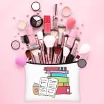 8 Pcs Book Club Gifts Book Lovers Makeup Bag Gifts for Women Cosmetic Bag with Zipper Pouch for Teen ult Women Lovers Librarian Bookish Club Gifts(Flower)