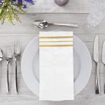 100 Pcs White and Gold napkins, Dinner Paper Napkins Disposable Hand Towels for Bathroom, Soft, Absorbent, Gold Party Wedding Napkins for Kitchen, Parties, Dinners or Events (Yellow, 100)