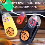 Basketball-Shaped White Correction Tape, 39.37ft Each, 4-Count Pack, Easy to use, Dry Instantly, Clean and Tear-Resistant Tape Office or School Supplies, Red, Yellow, Green, Black