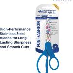 Westcott Fun and Fashionable Student Scissors for Ages 12+, Stainless Steel Floral-Printed Bles, Back-to-School, School Supplies, Classroom Supplies, 7-Inch