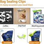 6Pcs Bag Spout Clip,Bag Clips for Food,Snack Sealing Clips with Pour Spouts,Kitchen Chip with 4pcs hesive Hooks, for Cereal Kitchen Food Storage Organization(2L+4S)