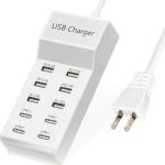 USB Charger,50W USB Charging Station with 10-Port (6 USB-A Port & 4 USB-C Port) Compatible with iPhone 15/14/13/13pro Max 12/12 Mini/12Pro/12 Pro Max/11,Tablets, Smartphones White