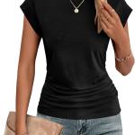 Zeagoo Women's Short Sleeve Ruched Crew Neck T-Shirt