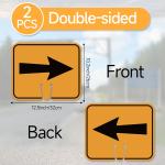 2PCS Traffic Arrow Detour Signs, Double-sided Durable Orange Ro Cone Top Directional Left Right Guiding Arrows Sign for Ro Barrice Construction Area Underground Parking