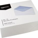 Basics #10 Security Tinted Business Gummed Envelopes, Moisture Sealed, 4-1/8 x 9-1/2 Inch, Pack of 500, One Size, White