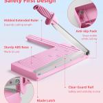 Firbon 12" Guillotine Paper Cutter with Hidden Ruler, Compact Heavy Duty 12-Sheet Capacity Trimmer for Cardstock, Photos, Scrapbooking, Office, Classroom, Studio (Pink)