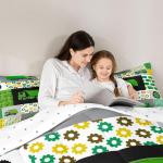 Feelyou Green Garbage Truck Comforter Powered Waste Management Recycling Bed n Bedding Set Cartoon Garbage Truck Duvet Set Quilt Set Queen Size