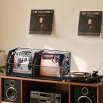 CILXGQLN Vinyl Record Holder, Sturdy Wooden Album Storage for Vinyl Records, Holds 70+ LPs, Perfect for Records, Files, Books & Magazines (Black)