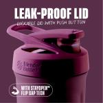 BlenderBottle Stra Shaker Cup Insulated Stainless Steel Water Bottle with Wire Whisk, 24-Ounce, Plum