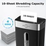 Bonsen 10-Sheet Cross Cut Paper Shredder for Home Office, P-4, Portable Handle, 4 Gallons Bin, Paper and Credit Card Shredder, Black (S3201 New Version)
