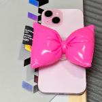 Pink 360-degree Rotating Mobile Phone Handle Stand, Retractable Folding, for Smartphone Tablet Accessories, Bow airbag Mobile Phone Handle Stand