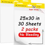 Post-it Super Sticky Easel P,25 in x 30 in Self Stick Flip Chart Paper,30 Sheets/P,2 P/Pack,Large White Premium Anchor Chart Paper,Easel Paper for Teachers,Businessmen,Office Workers