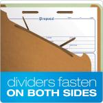 Pendaflex Recycled Classification File Folders, 2 Dividers, 2" Embedded Fasteners, 2/5 Tab Cut, Letter Size, Light Green, Box of 10 (24076R)