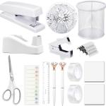 Office Supplies,Desk Accessories, Stapler and Tape Dispenser Set for Women with Stapler, Tape Dispenser, Staple Remover, Staples, Clips, Scissor and Tabs,Gift for Students, Coworkers