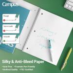 KOKUYO Spiral Notebook, 3 Pack Campus 10-1/2" x 8" Subject Notebooks with College Ruled, 80 Sheets, Pink Blue Green 3 Holes School Spiral Journal for Work Study Note Taking (WSG-SU-400G1×3)