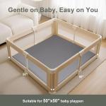 Baby Play Mat for Floor,50x50 Playpen Mat,Non-Slip Leather&Thick Foam Floor Cushion,Removable Waterproof Cover,Easy Care for Baby Crawling,Toddler,Kids,Tummy Time（Grey)