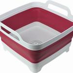 Collapsible Wash Basin 9L, Foldable Dish Tub with Drain Plug, Portable Collapsible Dish Basin, Camping Sink for Washing Dishes, Laundry & Kitchen Use (Viva Magenta)