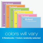 Oxford Spiral Notebook, 1 Subject, College Ruled Paper, 8 x 10-1/2 Inch, Pastel Pink, Orange, Yellow, Green, Blue and Purple, 70 Sheets (63756), Set of 6