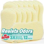 Sponges Kitchen Scrub Dish Sponge Scouring P, 12 Pack Cleaning Brush Scrubber Supplies for Soap, Dishwashing Dinnerware Sets Pan Pot Glass Dishwasher Sink Bathroom Towels Cloth Rags Holder