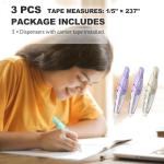 Refillable Retractable White Correction Tape, Pen Shaped White Smooth Pull Out Japanese Aesthetic Cute Correction Tape for Office Supplies, 3 PCS (ZH-99)