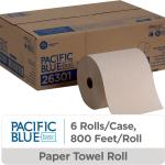 Georgia-Pacific Pacific Blue Basic Recycled Hardwound Paper Towel Rolls by GP PRO (Georgia-Pacific); Brown; 26301; 800 Feet Per Roll; 6 Rolls Per Case