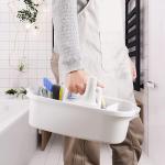 Haundry Large Cleaning Supplies Cdy with Handle, Plastic Storage Bucket Organizer for Cleaning Products, Shower Cdy Basket for Car, Dorm, Bathroom, Garden, Kitchen -White