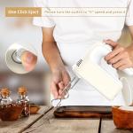 9-Speed Digital Hand Mixer Electric, 400W Powerful DC Motor, Baking Handheld with Snap-On Storage Case, 5 Stainless Steel Accessories, Flat Beaters, Dough Hooks, Whisk(Cream White)