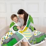 Green Garbage Truck Plush Blanket Powered Waste Management Recycling Trucks Fleece Throw Blanket Cartoon Garbage Truck Sherpa Blanket for Kids Boys Girls Car Fuzzy Blanket Twin 60"x80"