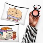 8 Pcs Book Club Gifts Book Lovers Makeup Bag Gifts for Women Cosmetic Bag with Zipper Pouch for Teen ult Women Lovers Librarian Bookish Club Gifts(Flower)