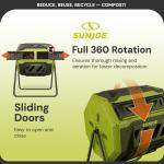 Sun Joe Outdoor Tumbling Composter Bin with 360° Dual Chamber, 2-10 Weeks Compost, 42 Gal - Rotating Composting Tumbler for Home Waste Management and Solution, SJ-CMPS1